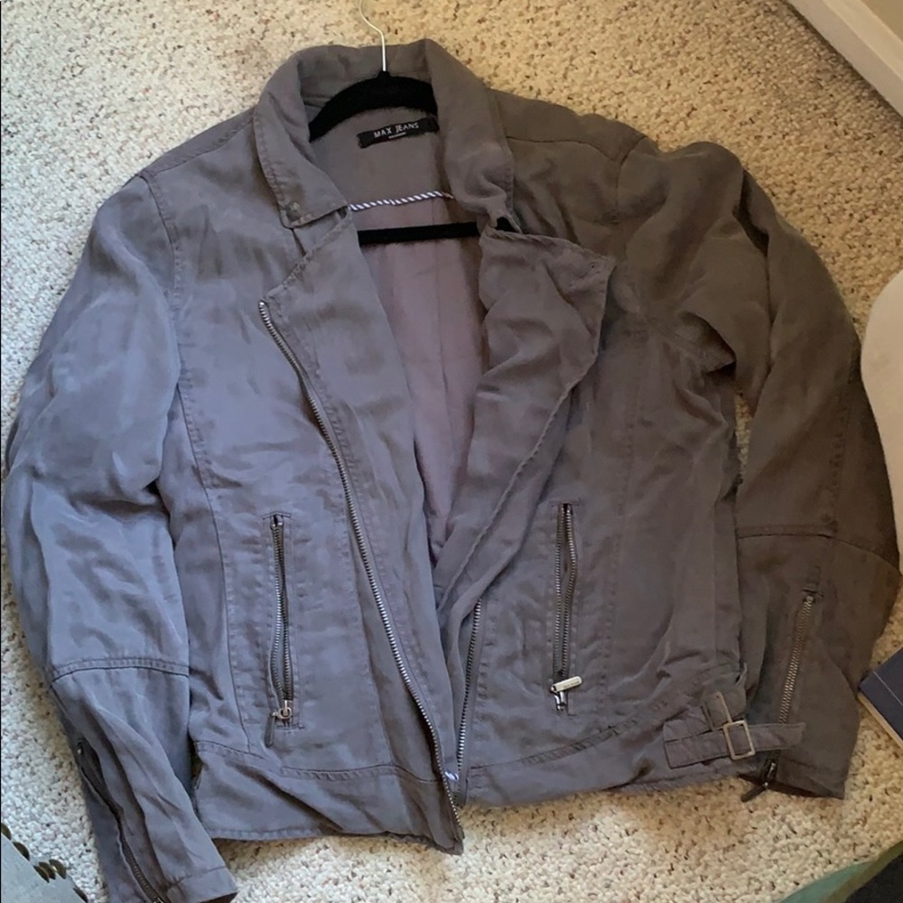 Max Jeans Gray Moto-Jacket. 100% Cotton.